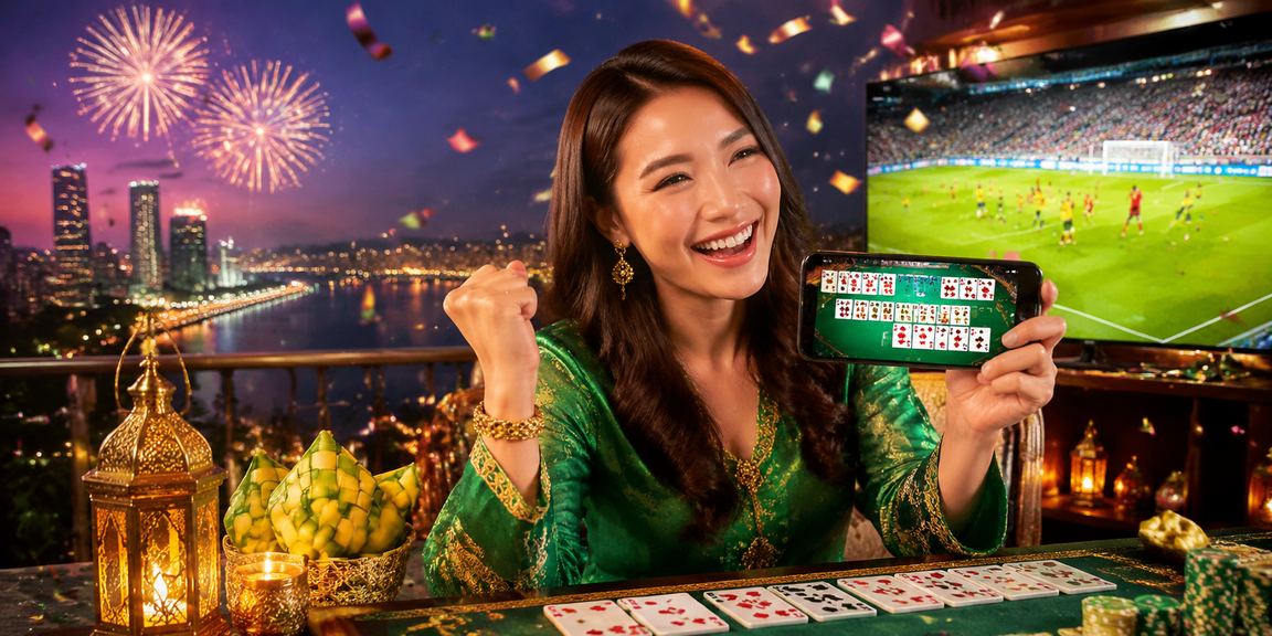 Orang main rummy sempena Hari Raya di Johor Orang main rummy sempena Hari Raya di Johor